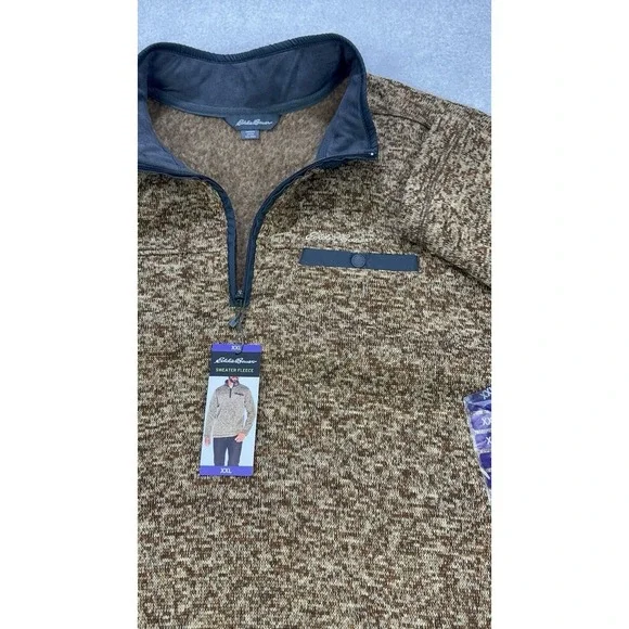 Eddie Bauer Quarter Snap Fleece Pullover Men 2XL Tan/Brown Heather Better L/S - Picture 4 of 9